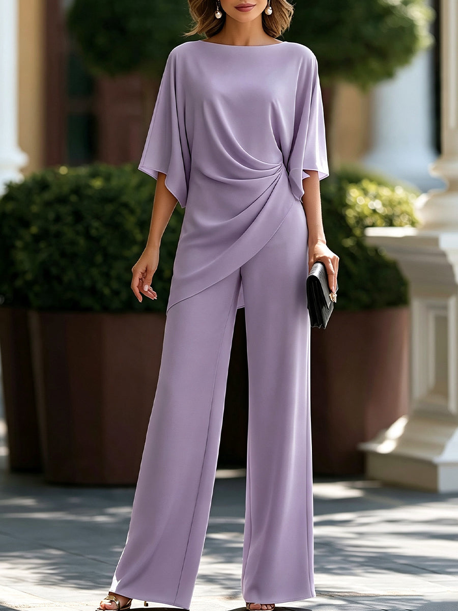 Gabriella | Conjunto con Blusa Drapeada y Pantalón Ancho