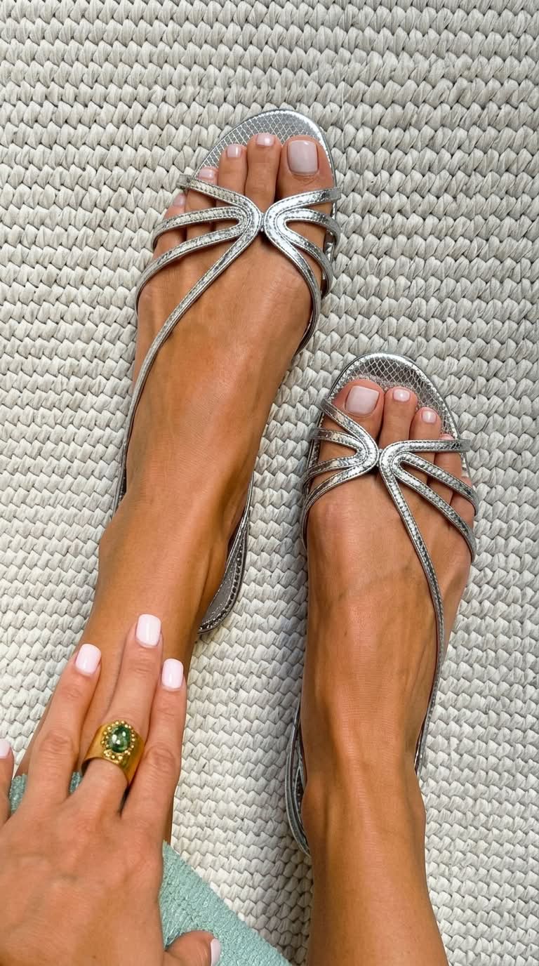 Sandalias metalizadas con efecto serpiente y correas elegantes