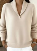 Blanca | Jersey de Cuello en V con Cuello Chal