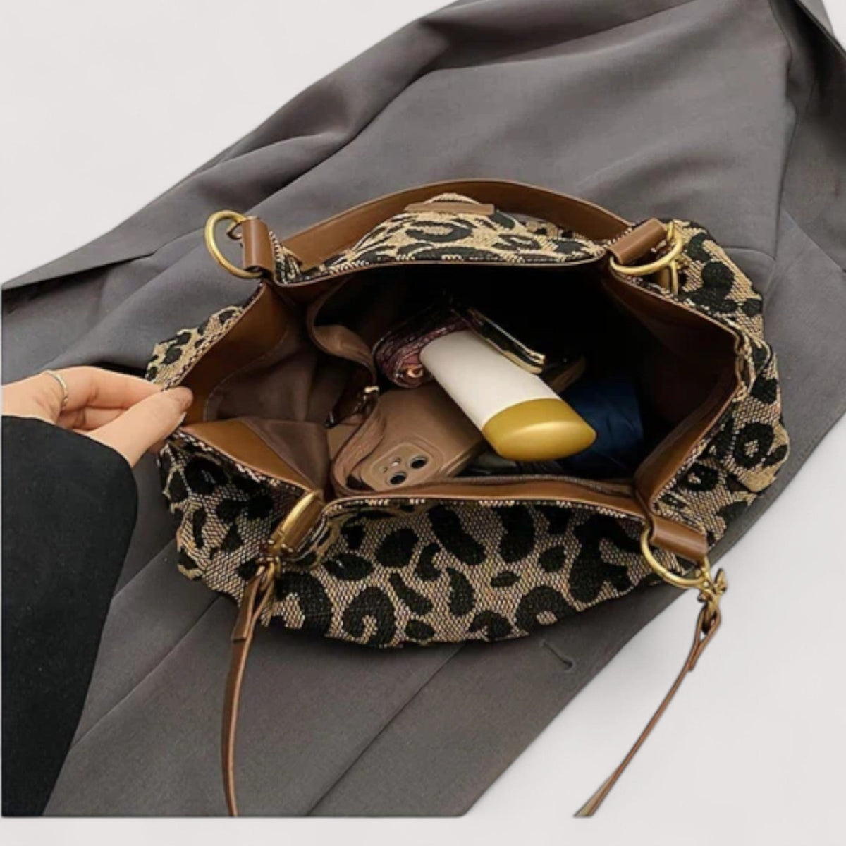 Lévrier – Bolso de Compras de Lona Leopardo