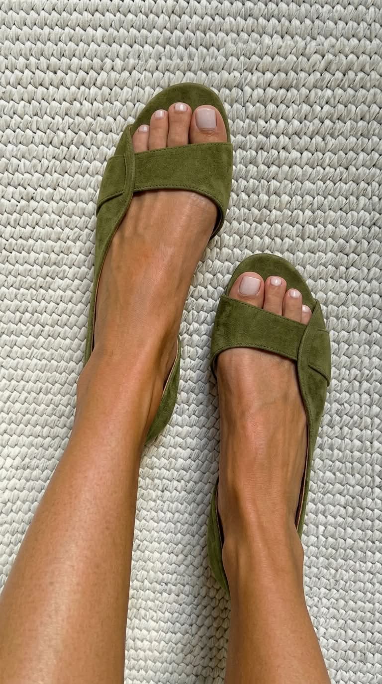 Sandalias slingback de ante, casuales y de tacón bajo, con punta abierta