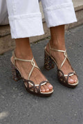 Sandalias slingback con recortes, punta abierta y plataforma, correa en T – estilo chunky