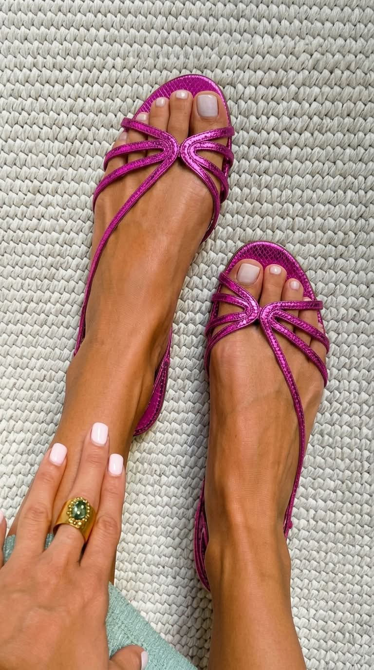 Sandalias metalizadas con efecto serpiente y correas elegantes