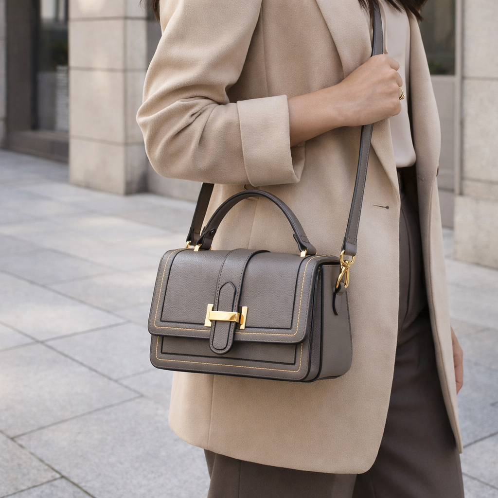 Luna Paris - Bolso de Mano de Piel Elegante
