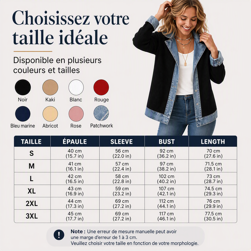 Abrigo de Punto Acanalado Elegante para Mujer con Paneles de Jean