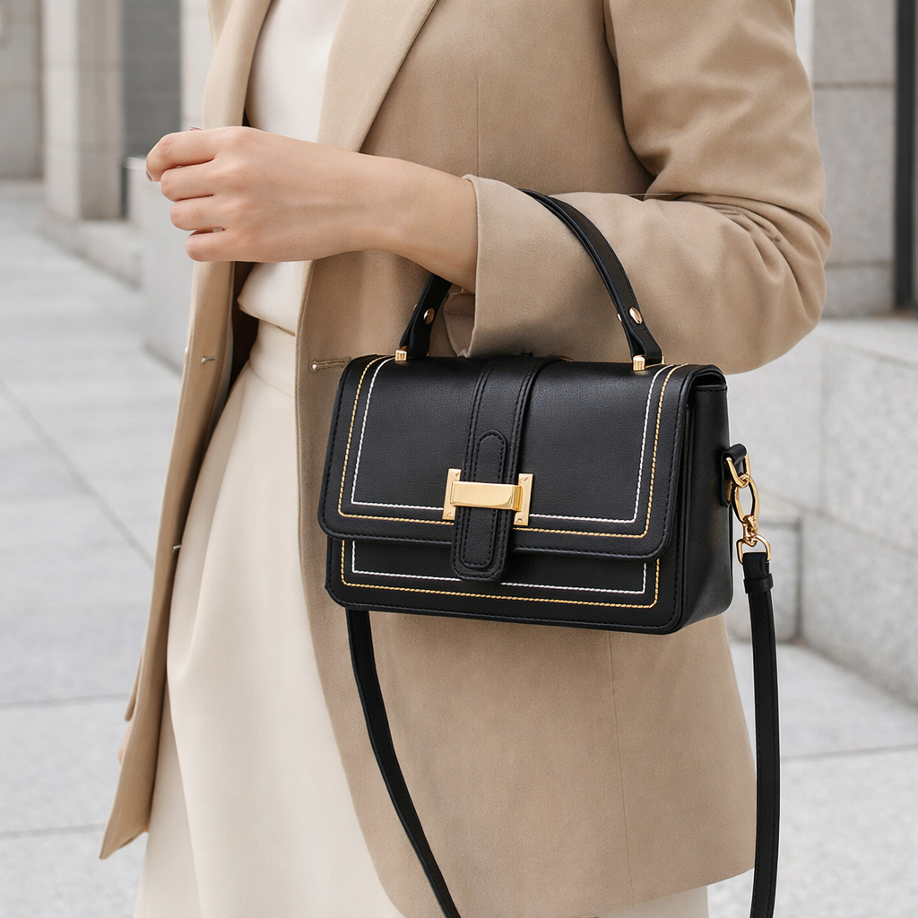 Luna Paris - Bolso de Mano de Piel Elegante