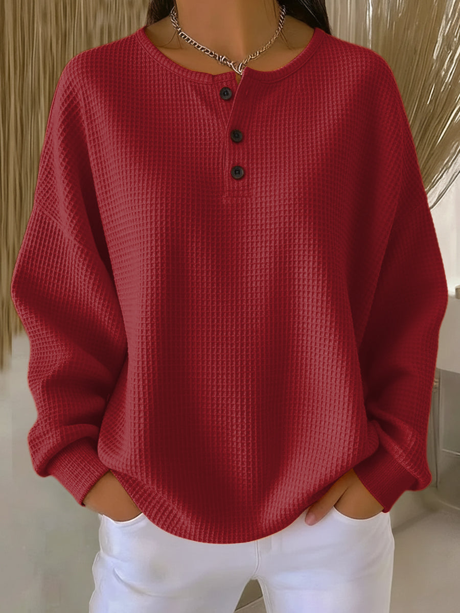 Amparo | Sudadera Henley de Punto Gofre