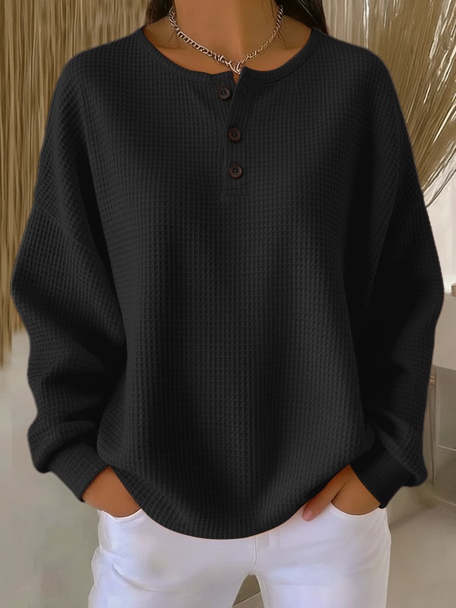 Amparo | Sudadera Henley de Punto Gofre