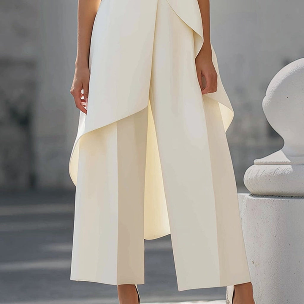 Valentina | Mono elegante con top drapeado y cuello alto