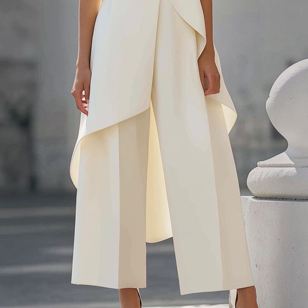 Valentina | Mono elegante con top drapeado y cuello alto