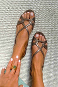 Sandalias slingback efecto serpiente, tacón bajo, bronce, puntera abierta