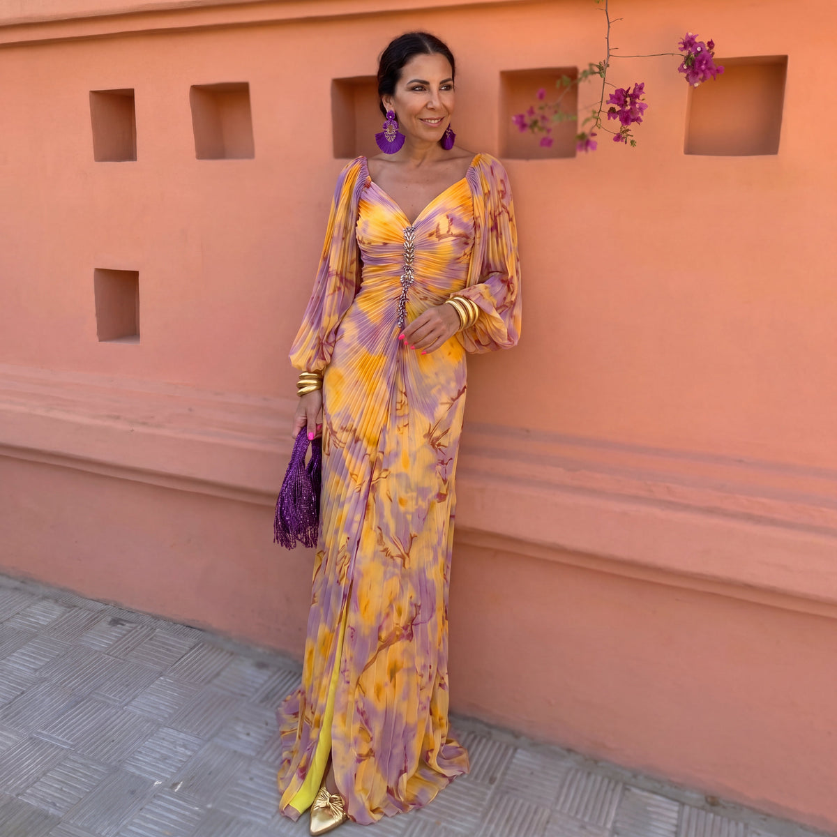 Esperanza | Vestido Largo Floral con Escote Profundo