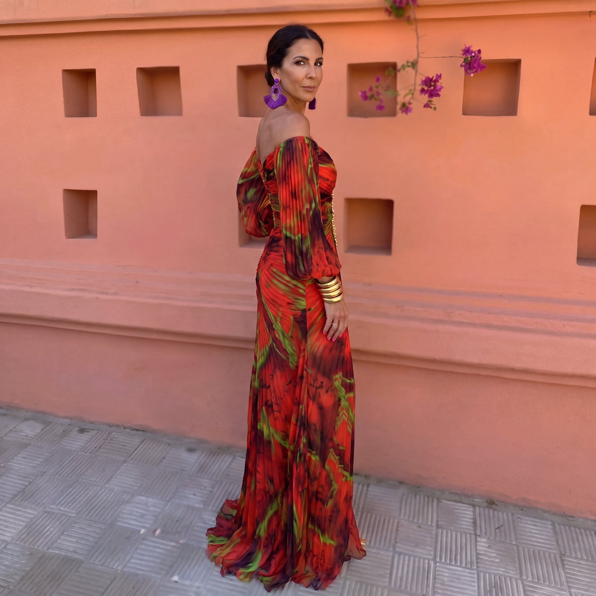 Esperanza | Vestido Largo Floral con Escote Profundo