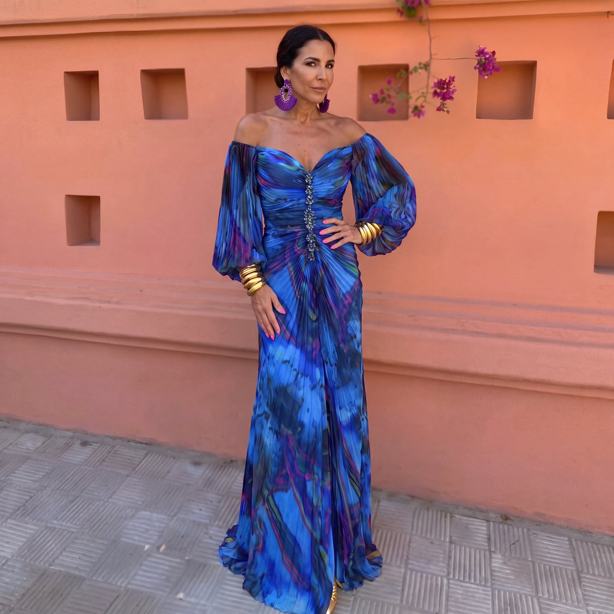 Esperanza | Vestido Largo Floral con Escote Profundo
