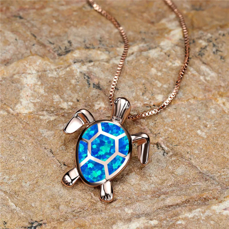 Collar con colgante de Tortuga en Ópalo Verde