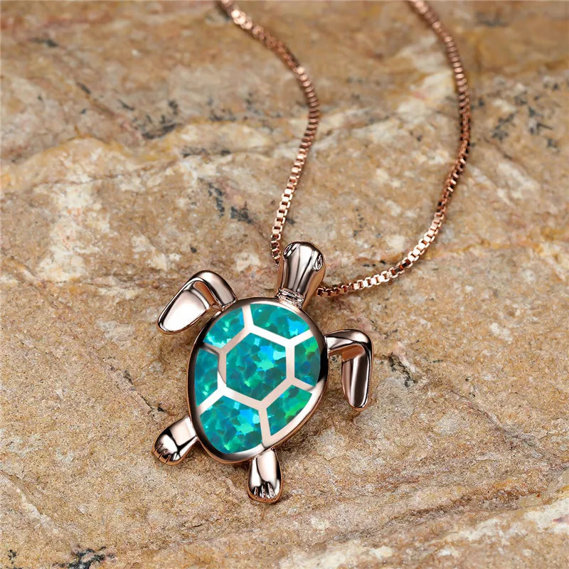 Collar con colgante de Tortuga en Ópalo Verde