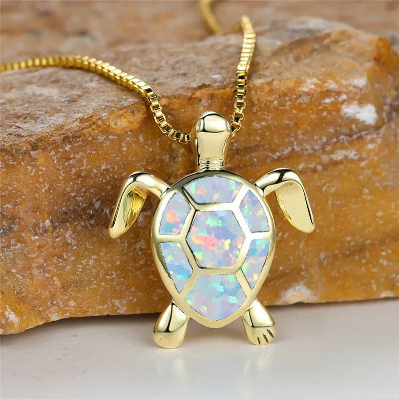 Collar con colgante de Tortuga en Ópalo Verde