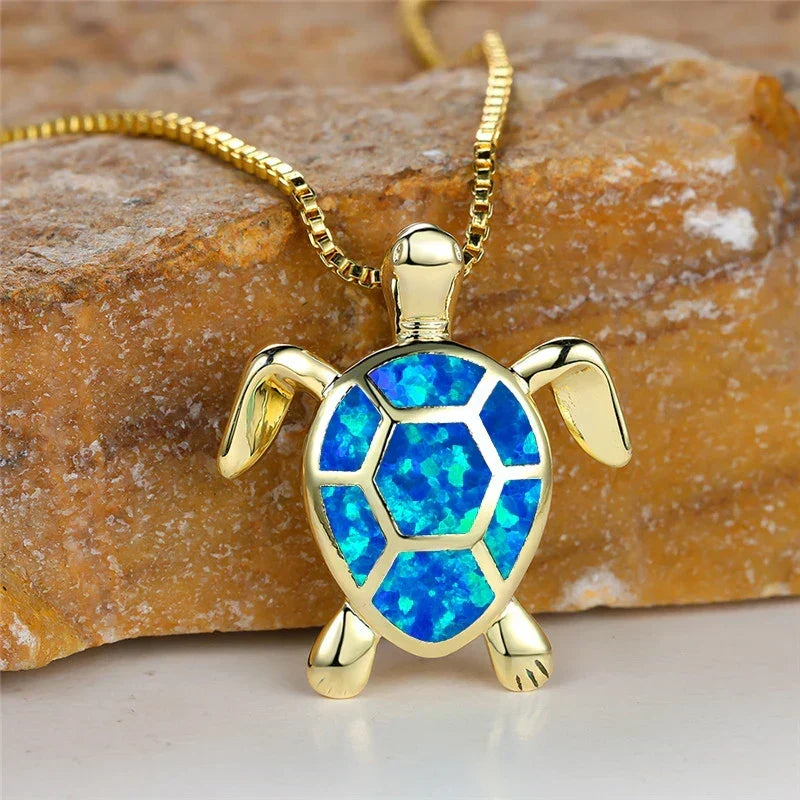 Collar con colgante de Tortuga en Ópalo Verde