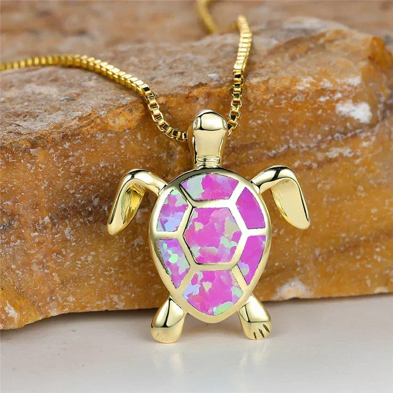 Collar con colgante de Tortuga en Ópalo Verde