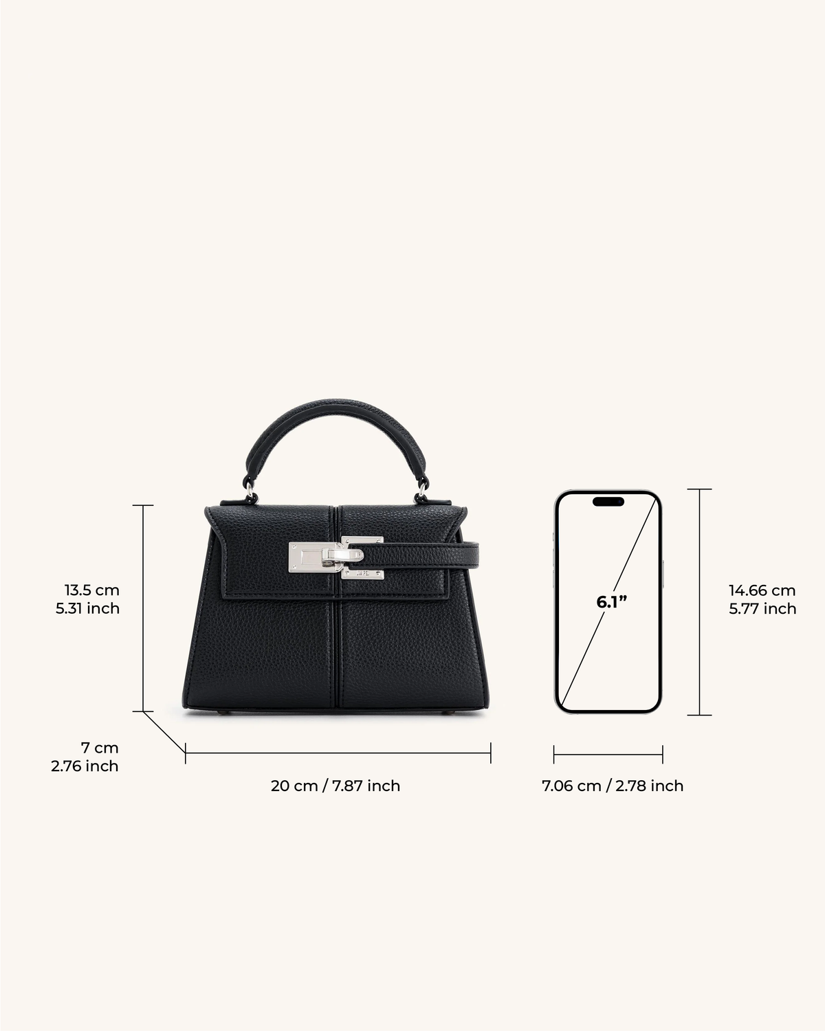 Elise - Bolso de Asa Superior, Negro