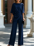 Gabriella | Conjunto con Blusa Drapeada y Pantalón Ancho