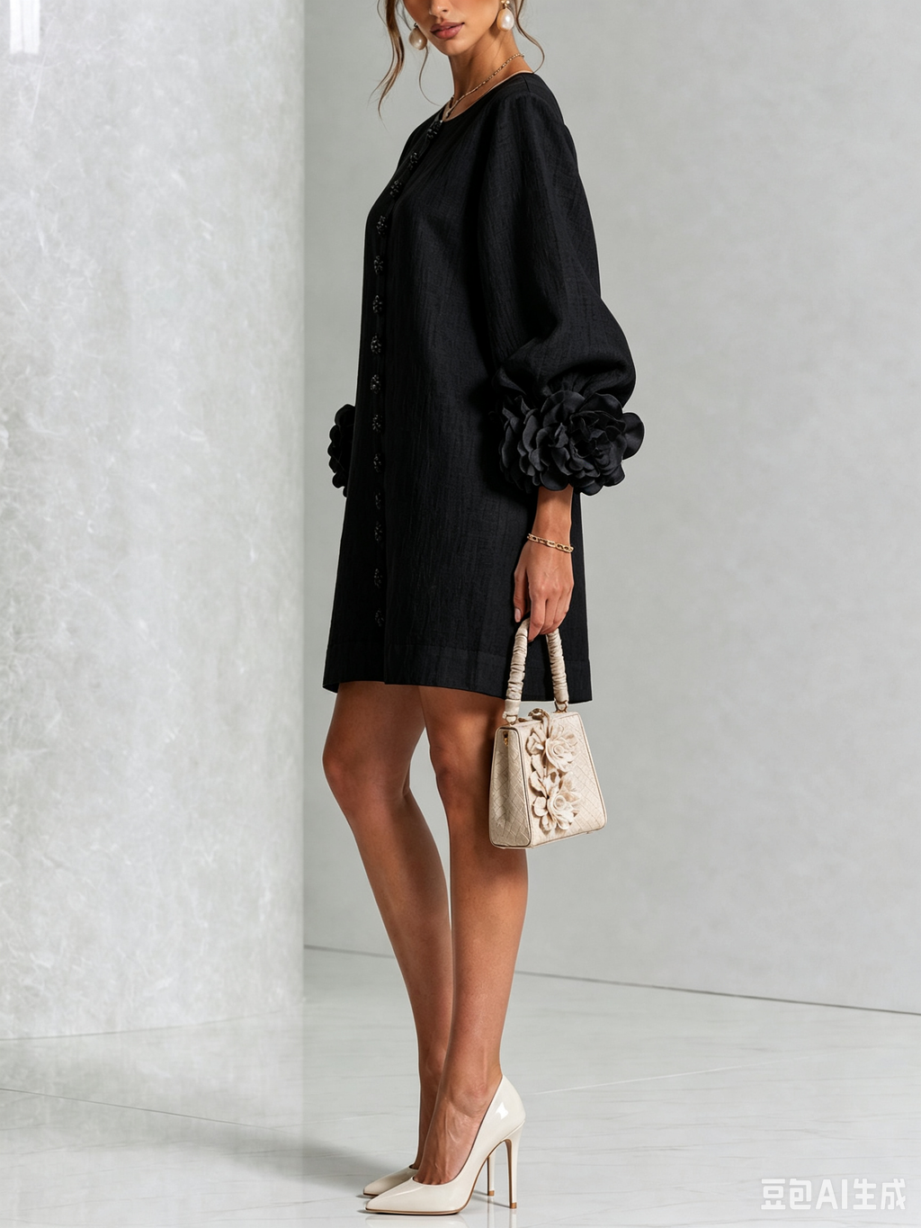 Vestido Amara Mini Elegante con Botones Florales