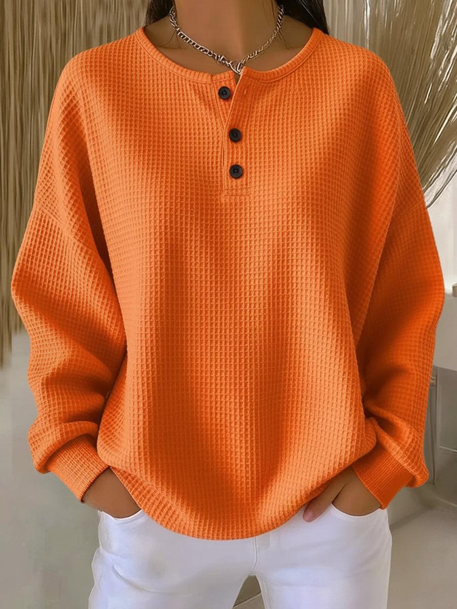 Amparo | Sudadera Henley de Punto Gofre