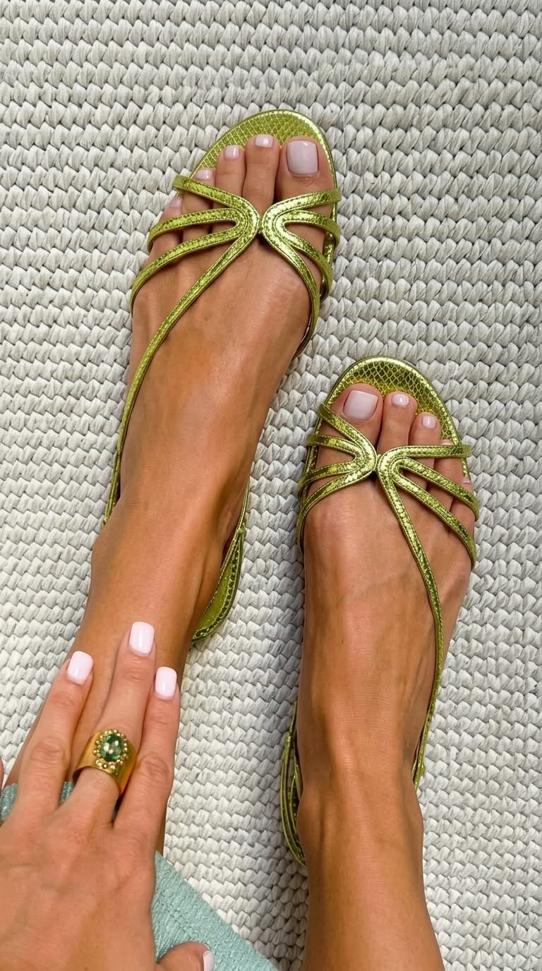 Sandalias metalizadas con efecto serpiente y correas elegantes