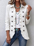 Camilla | Chaqueta Boho-Chic Bordado Floral Marfil con Volantes