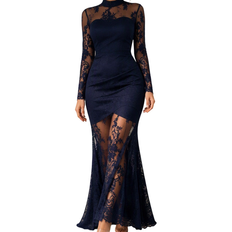 Clara: Vestido de Manga Larga para Mujer con Detalle de Encaje