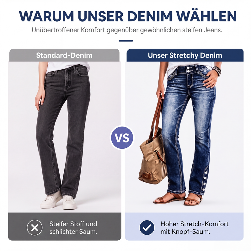 👖 50 % de Descuento | Ajuste Flexible y Look Slim Moderno – Vaqueros Elásticos de Mujer con Detalles de Botones