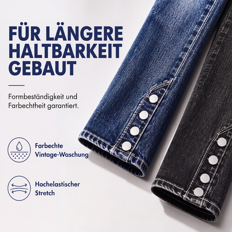 👖 50 % de Descuento | Ajuste Flexible y Look Slim Moderno – Vaqueros Elásticos de Mujer con Detalles de Botones