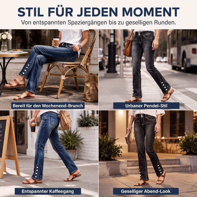 👖 50 % de Descuento | Ajuste Flexible y Look Slim Moderno – Vaqueros Elásticos de Mujer con Detalles de Botones