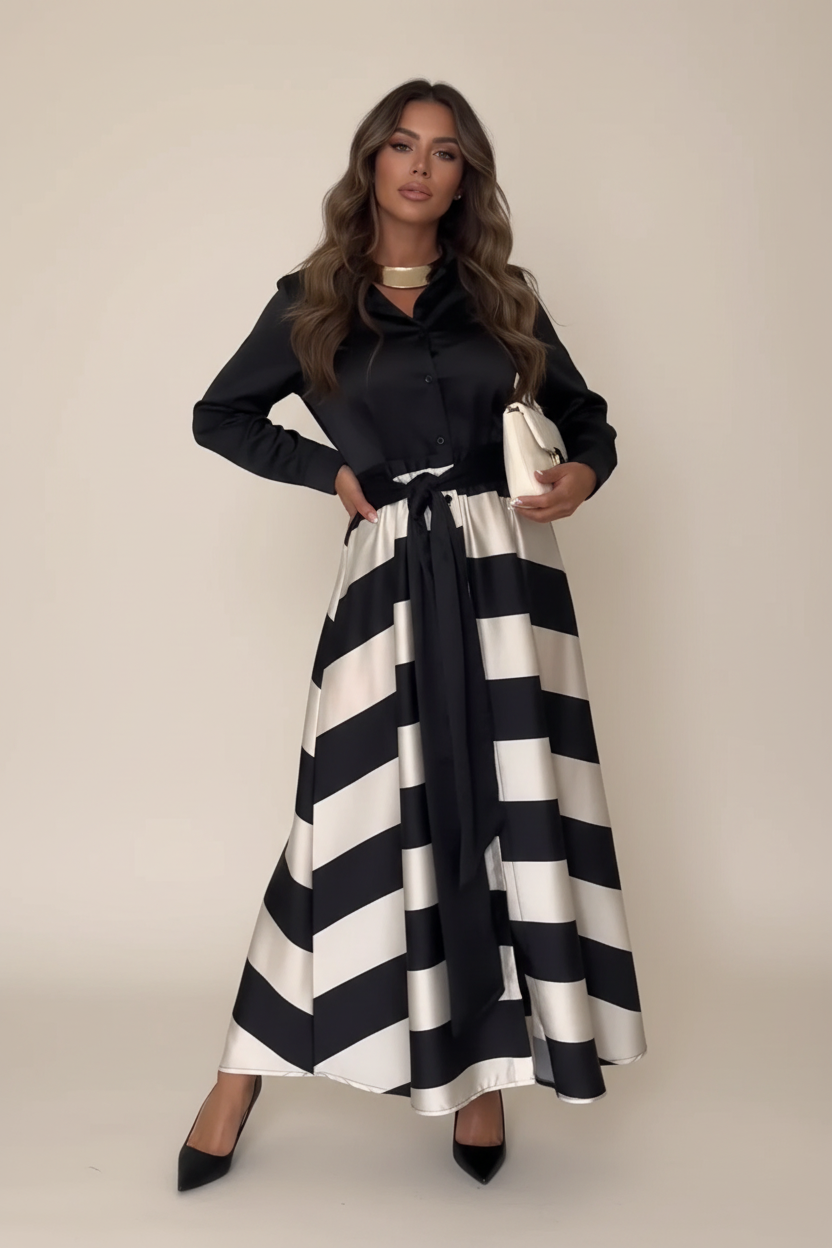 PAULA | VESTIDO CAMISERO A RAYAS CON CINTURÓN