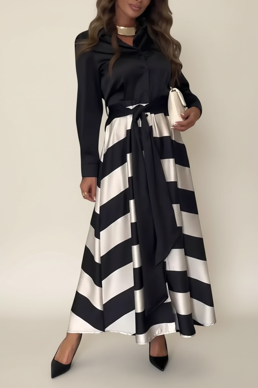 PAULA | VESTIDO CAMISERO A RAYAS CON CINTURÓN