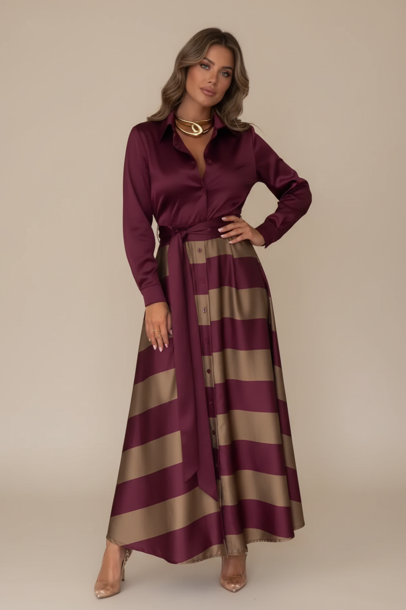 PAULA | VESTIDO CAMISERO A RAYAS CON CINTURÓN